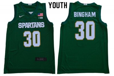 Youth Michigan State Spartans NCAA #30 Marcus Bingham Green Authentic Nike Stitched College Basketball Jersey WK32Z38JL